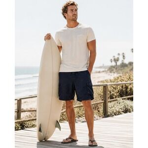 Y2K Coral Reef Board Shorts Mens 38 Black Cargo Pockets Surf Beach Swim